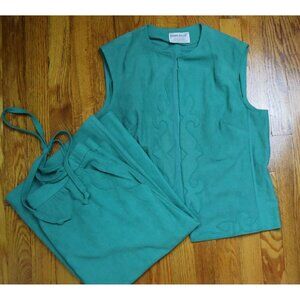 VINTAGE GREEN VEST & SKIRT OUTFIT - JEANNE DURRELL - SIZE 14